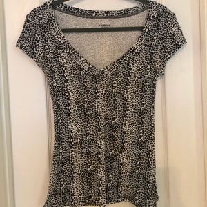 Express Leopard V-neck Top